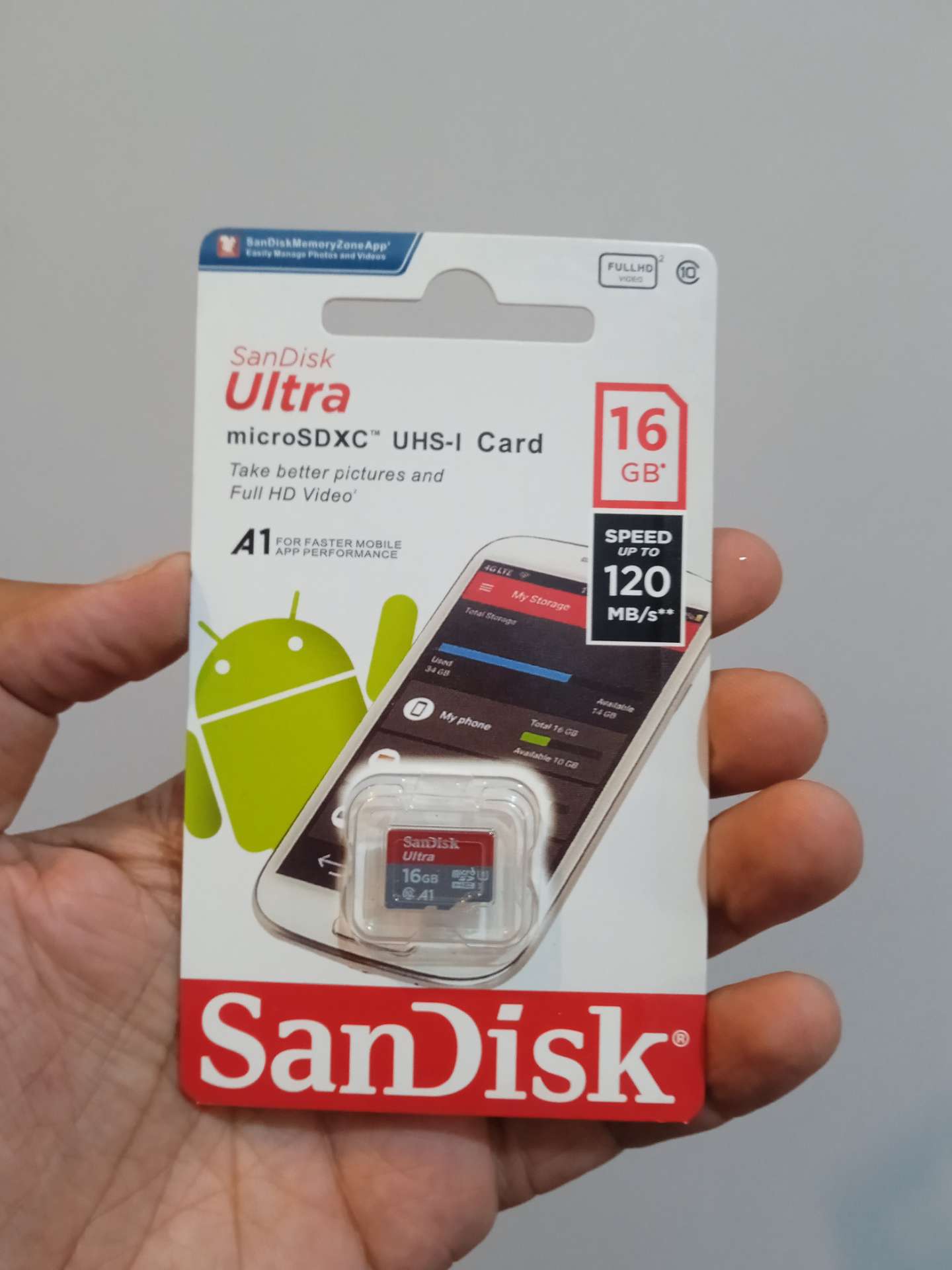 کارت حافظه میکرو اس دی سن دیسک مدل Ultra ظرفیت 16 گیگابایت –  Sandisk Micro SDXC 16 Gig  120MB